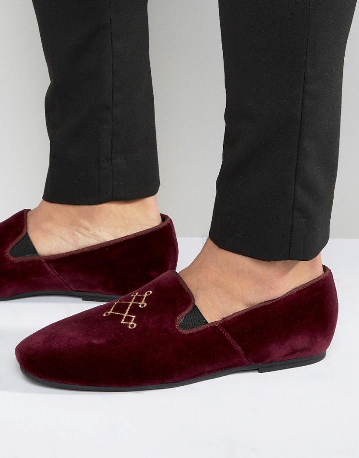 Hudson London Velvet Loafers - Red