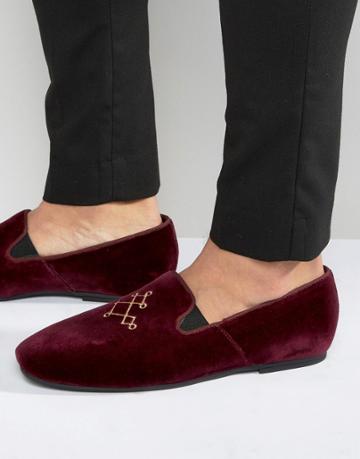 Hudson London Velvet Loafers - Red