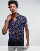 Reclaimed Vintage Inspired X Romeo & Juliet Reg Fit Party Shirt In Navy - Navy