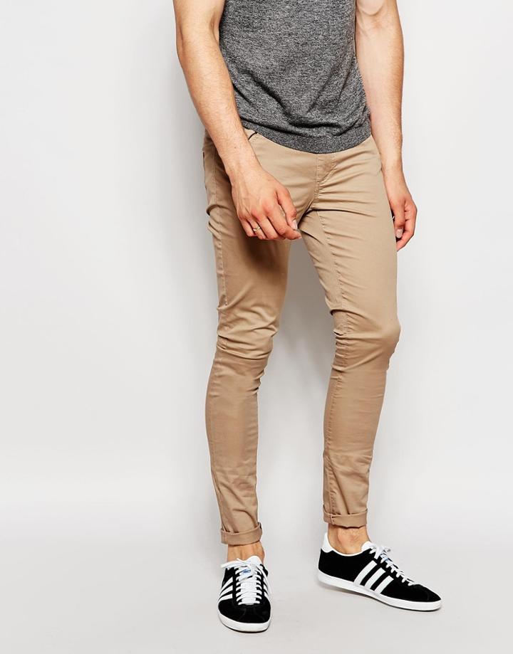 Asos Extreme Super Skinny Pants In Stone - Stone