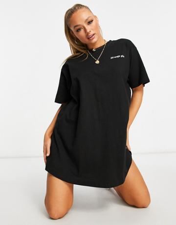 Night Addict Oversized Slogan T-shirt Dress-black