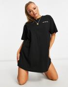 Night Addict Oversized Slogan T-shirt Dress-black