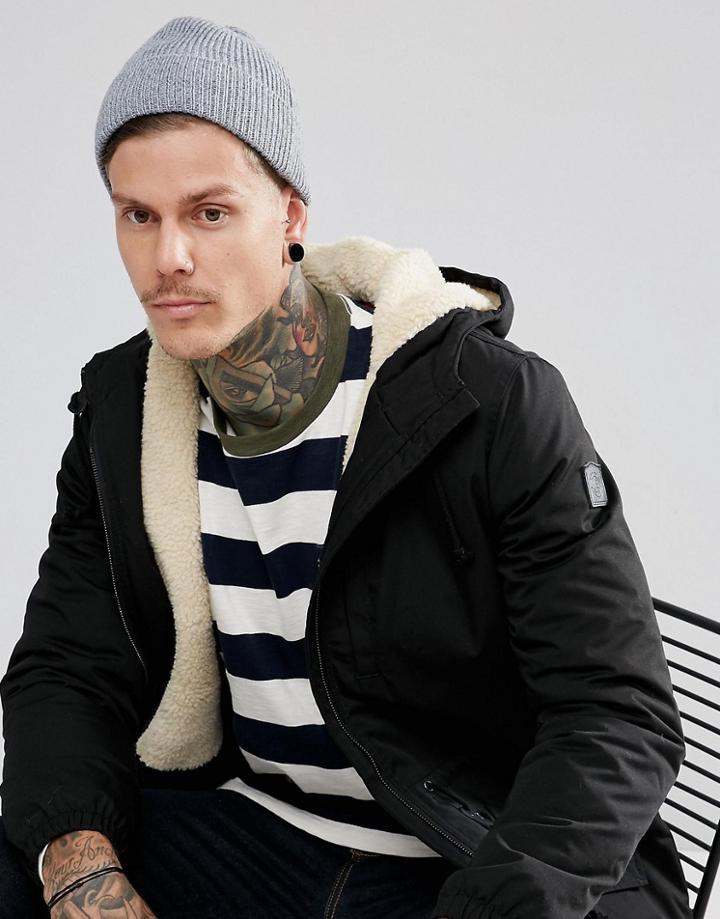 Asos Fisherman Beanie In Blue & Gray Twist - Blue
