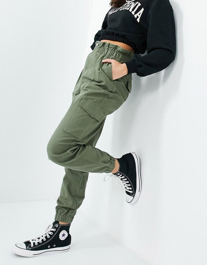 New Look Utility Cargo Pants In Khaki-green