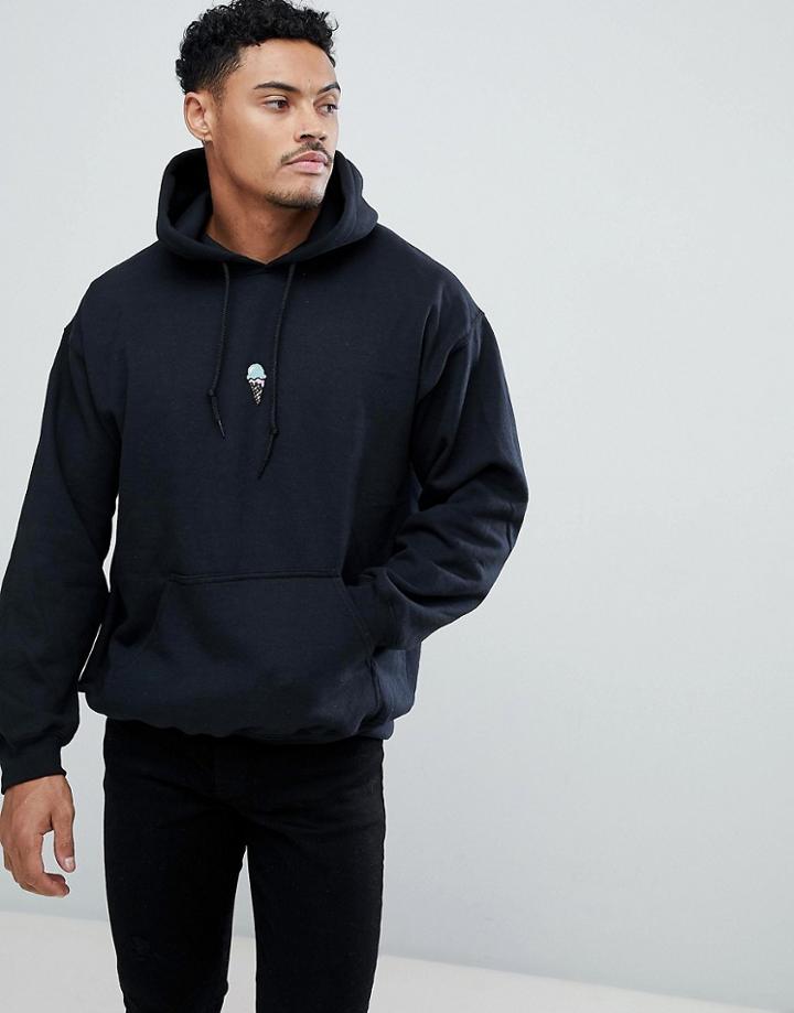 New Love Club Ice Cream Embroidered Hoodie - Black