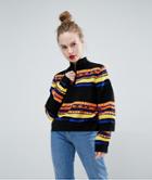 Asos Sweater With High Neck In Graphic Pattern - Multi