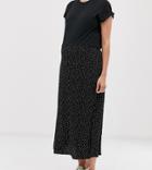 New Look Maternity Polka Dot Side Split Skirt In Black - Black