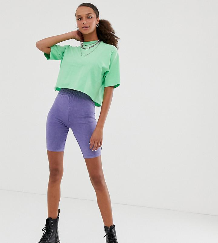 Collusion Acid Wash Legging Shorts-purple