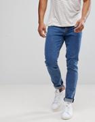 Asos Skinny Jeans In Flat Mid Blue - Blue