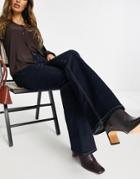 River Island Amelie Mid Rise Flare Jeans In Dark Denim-blues