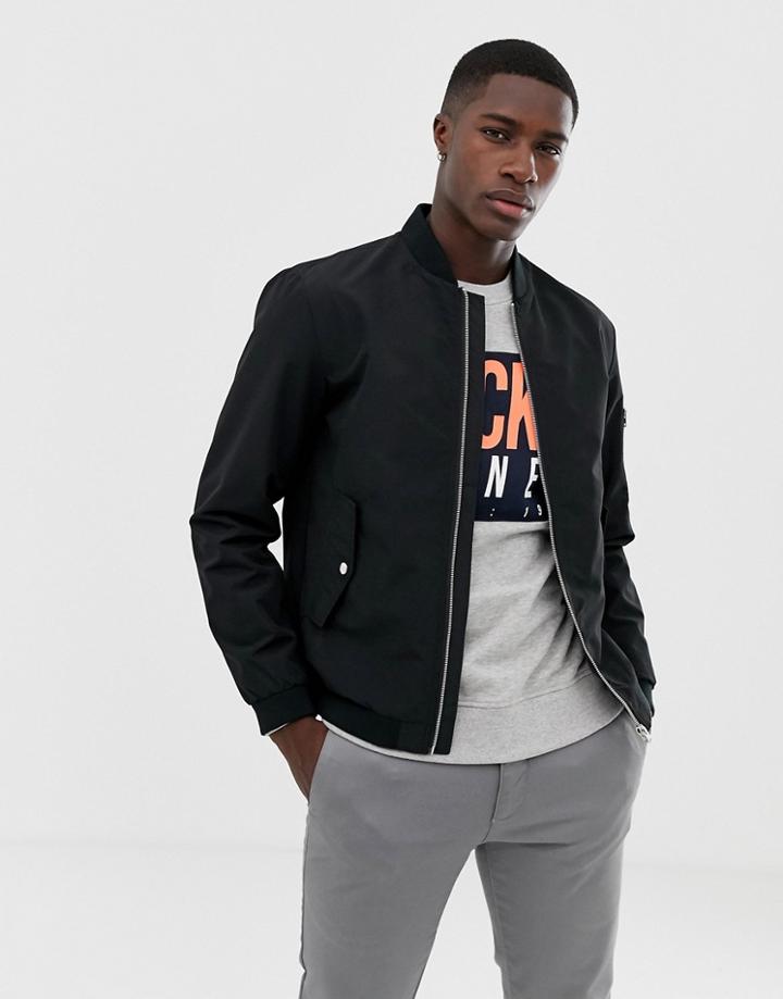 Jack & Jones Essentials Bomber Jacket In Black - Black