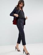 Asos Premium Slim Tux Pants With Grosgrain Trim - Navy