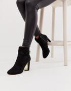 Lipsy Covered Buckle Ankle Boot In Black - Black