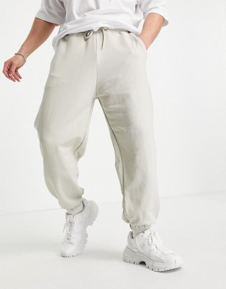 Pull & Bear Overdye Set Sweatpants In Ecru-white