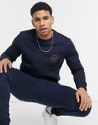 Jack & Jones Originals Sweatshirt With Crew Neck & Small Logo In Navy
