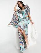 Free People Bali Citrus Skies Paisley Print Jumpsuit In Bright Blue