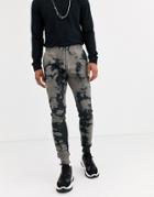 Asos Design Skinny Sweatpants With Tie Dye Wash