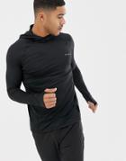 Asos 4505 Running Long Sleeve T-shirt With Hood In Black - Black