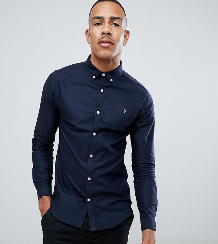 Farah Sanfers Skinny Fit Buttondown Oxford Shirt In Navy - Navy