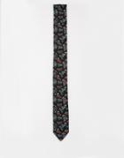 Reclaimed Vintage Paisley Skinny Tie - Black