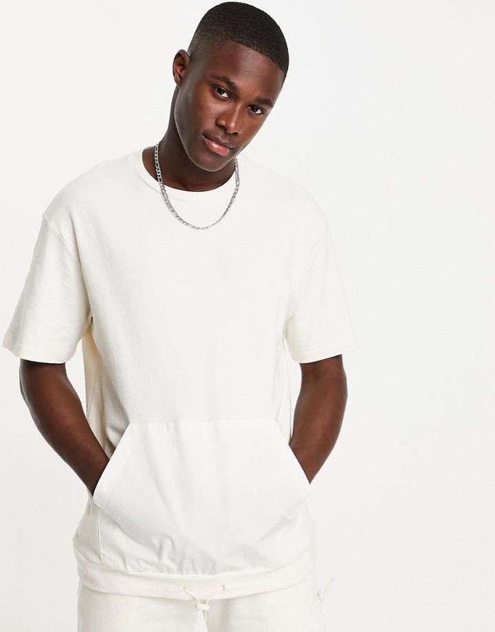 Topman Oversized Utility T-shirt With Pocket In Stone-neutral