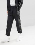 Mennace Sweatpants In Black Shell Suit With Signature Side Stripe
