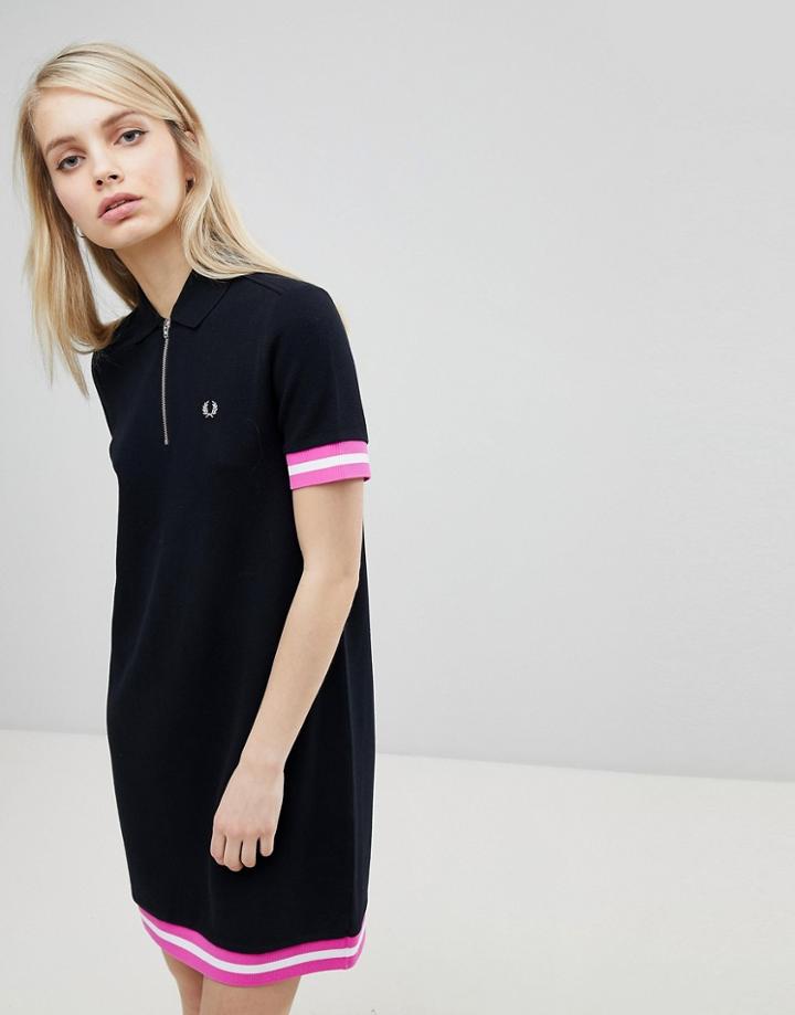 Fred Perry Tipped Pique Polo Dress - Black