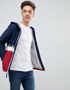 Hollister Lightweight Hooded Jacket Colourbock Taping And Seagull Logo In Navy/red - Navy