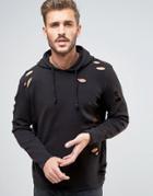 New Look Hoodie With Rips In Black - Black