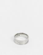 Icon Brand Stainless Steel Band Ring With Uneven Line Detail-silver