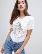 Vero Moda Sketch Face T Shirt - White