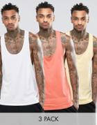 Asos Tank With Extrene Racer Back 3 Pack Save 22%