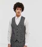 Noak Slim Fit Harris Tweed Suit Vest In Gray