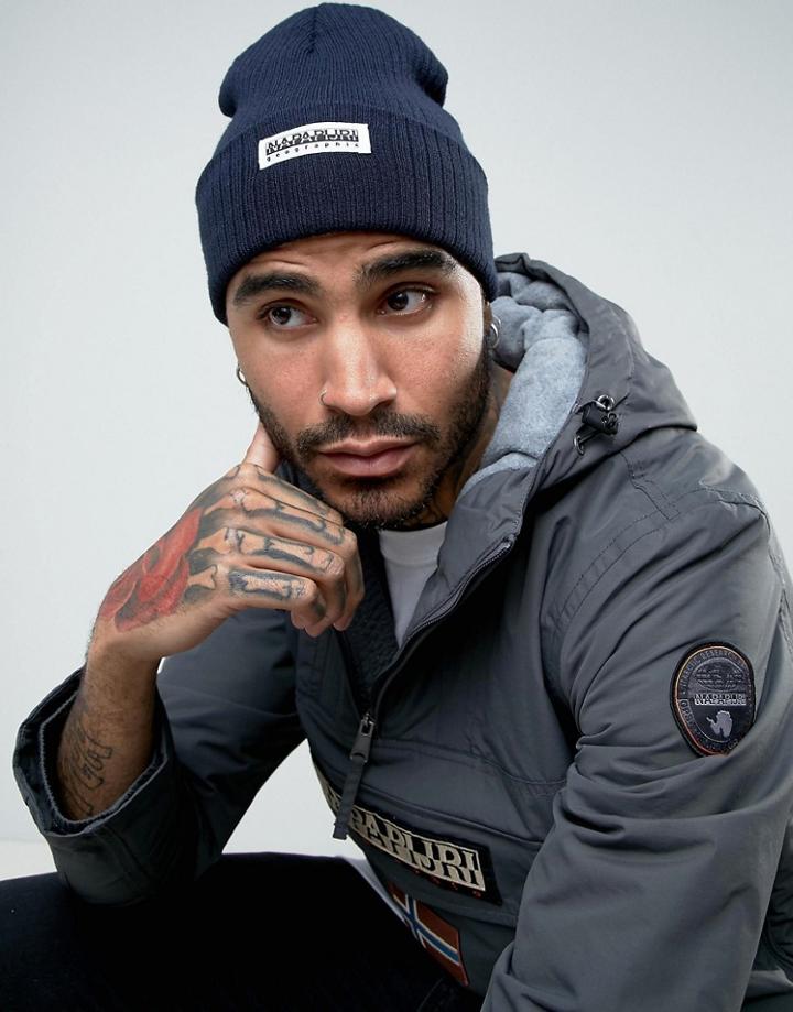 Napapijri Tier 1 Firin Beanie In Navy - Navy