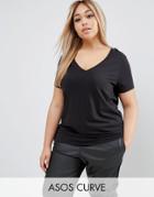 Asos Curve Ultimate V Neck Slouchy T-shirt - Black