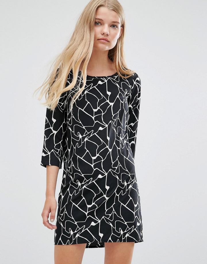 Vero Moda Abstract Print Shift Dress - Black