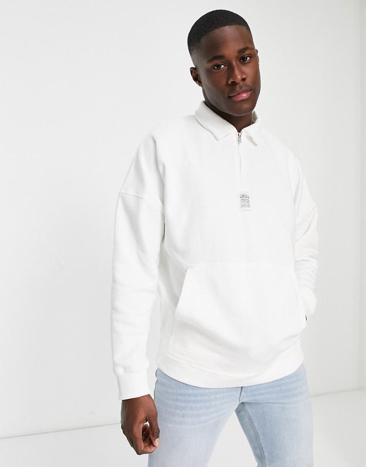 Topman Signature Polo Style Sweatshirt In White