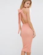 Oh My Love Bow Back Midi Dress - Pink