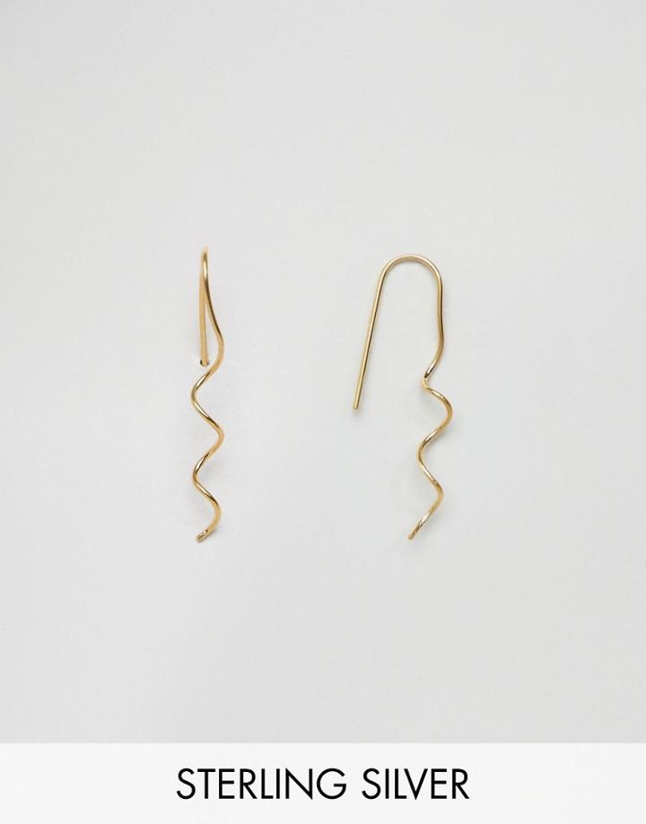 Asos Gold Plated Sterling Silver Twist Through Earrings - Gold