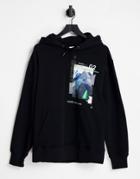 Topman Abstract Print Hoodie In Black