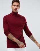 Asos Long Sleeve Roll Neck T-shirt - Red