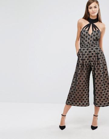 The 8th Sign Lace Jumpsuit With High Neck - Gold