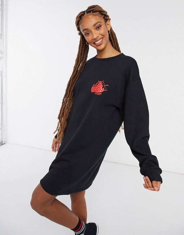 Skinny Dip Graphic Print Sweater Dress In Black