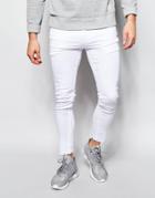 Religion Vice Super Skinny Stretch White Jeans With Cut Hem - White