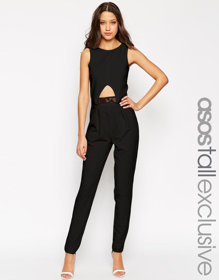 Asos Tall Tailored Jumpsuit With Metal Bar - Black