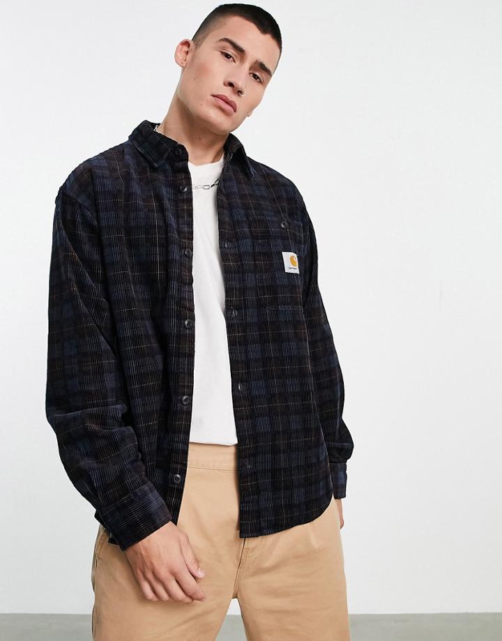 Carhartt Wip Flint Corduroy Check Shirt In Blue-blues