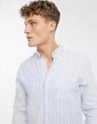 River Island Striped Shirt In Light Blue-blues