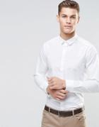 Asos Smart Shirt In White With Double Cuff And Long Sleeves - White