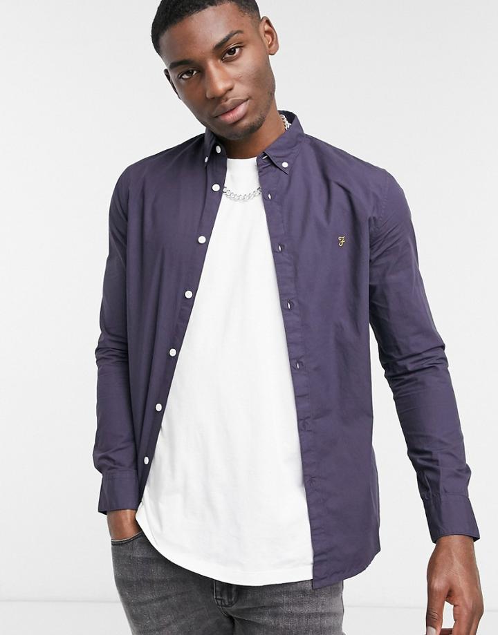 Farah Farley Slim Fit Shirt In Navy