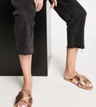 Asos Design Wide Fit Flock Padded Flat Mules In Rose Gold